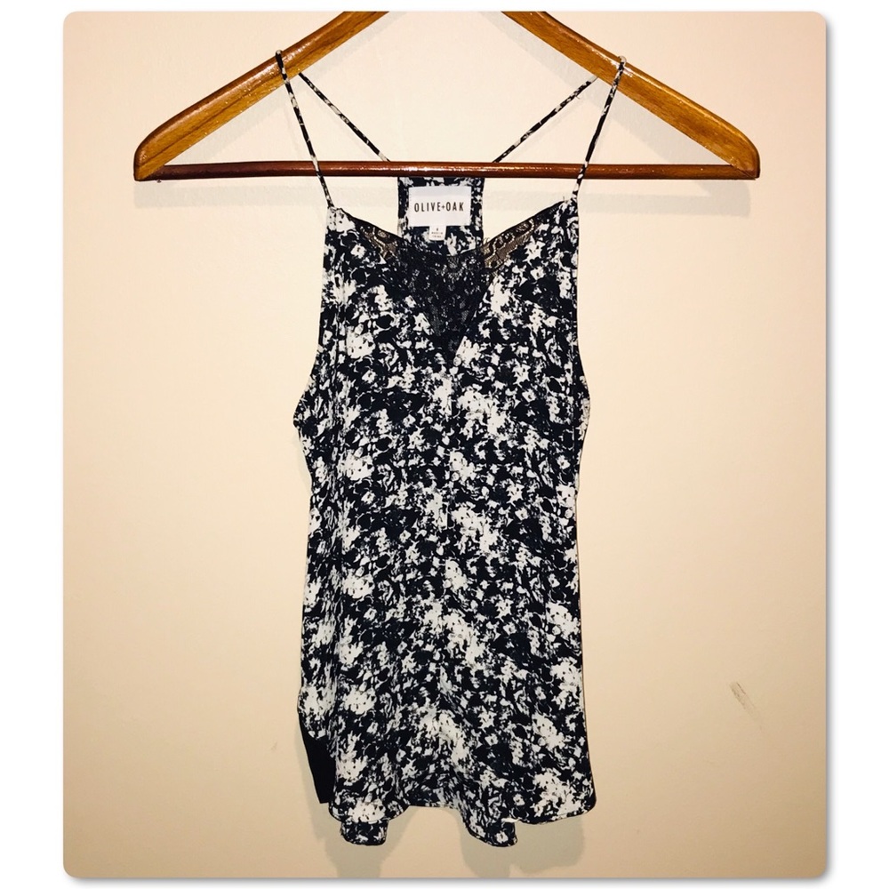 Olive & Oak cami tank black and white floral